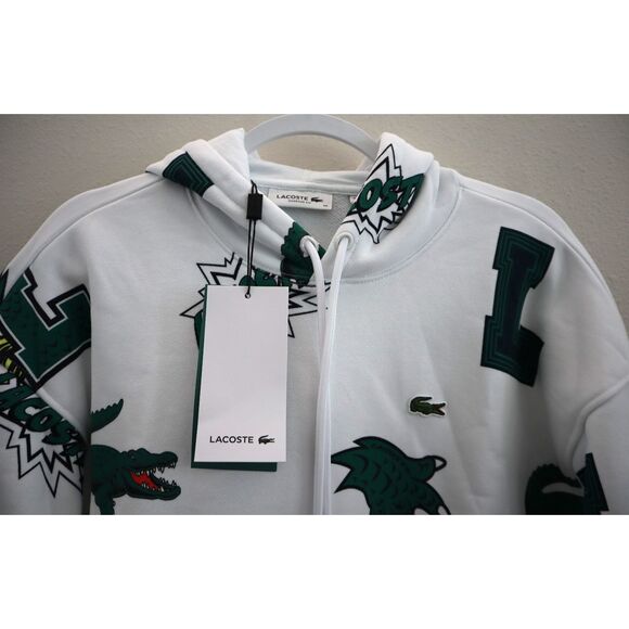 Lacoste SF9215-51-001 Women's Sz 36 US 4/S White Oversized Fleece Hoodie - Picture 3 of 13